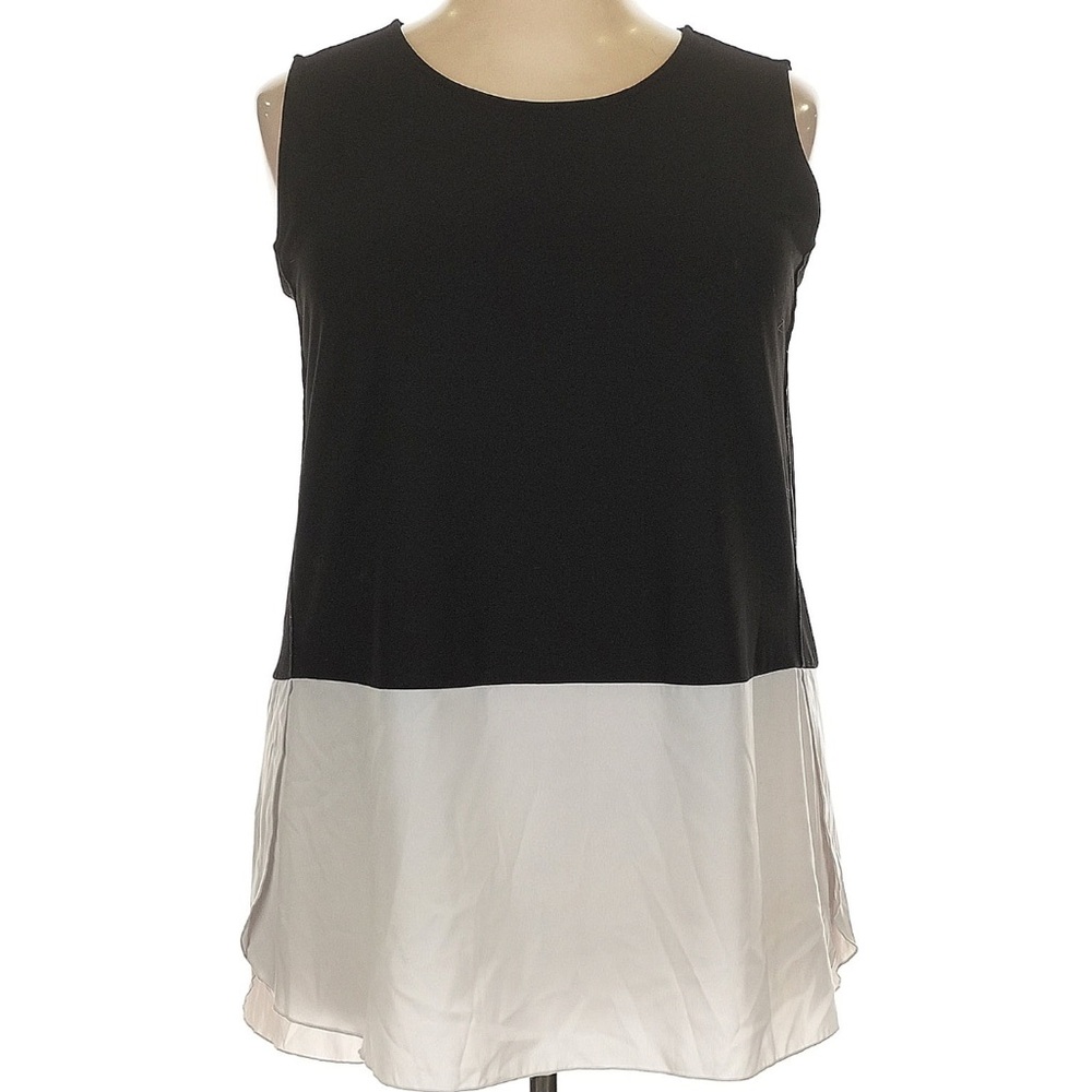 Alfani Black and White Sleeveless Blouse